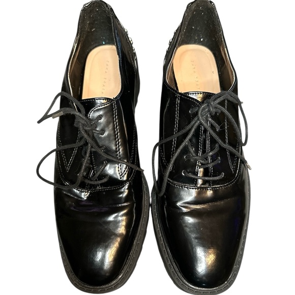Zara black studded lace up shoes size EU 38 - Picture 4 of 8